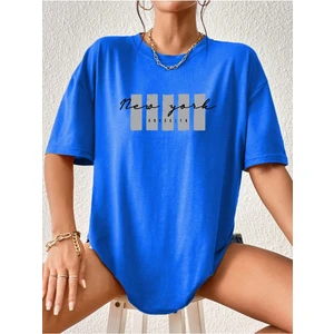 New York x Baskılı Beyaz Tshirt