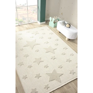 Kaymaz Yıkanabilir Dokuma Halı Krem Yıldızlı Bebek Çocuk Odası Halısı Leke Tutmaz Ayaz 13