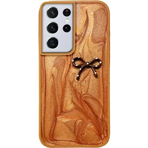 Samsung Galaxy S22 Ultra Uyumlu Kılıf Zebana Fionka Silikon Kılıf Kahverengi