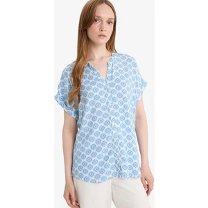 Regular Fit Apaş Yaka Desenli Kısa Kollu Gömlek I6173AZ25SM