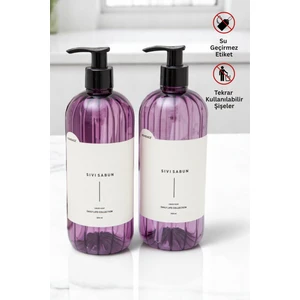 Sıvı Sabun Etiketli Şişe Seti 2'li Mor 500 ml