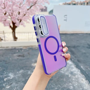 Samsung Galaxy A55 5g Manyetik Kılıf Tpu Akrilik Telefon Arka Kapağı Lens Filmi ve Destek Ayağı ile (Yurt Dışından)