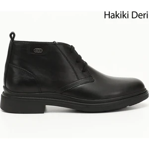 Erkek Siyah Bağcıklı Hakiki Deri Klasik Bot