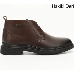 Erkek Kahve Bağcıklı Hakiki Deri Klasik Bot