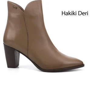 Kadın Vizon Fermuarlı Sivri Burun Hakiki Deri Bot