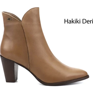 Kadın Vizon Fermuarlı Sivri Burun Hakiki Deri Bot