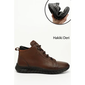 Erkek Taba Antik Fermuarlı Hakiki Deri Outdoor Bot