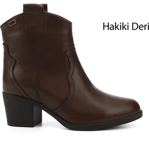Gön Deri Sivri Burun Topuklu Western Kovboy Kadın Günlük Bot 52432