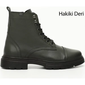 Gön Hakiki Deri Fermuarlı Bağcıklı Erkek Postal Bot 81501
