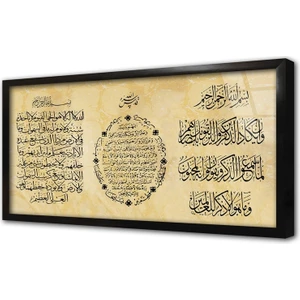 Üçlü Dua Ayetel Kürsi Bereket ve Nazar Ayeti Çerçeveli Cam Tablo