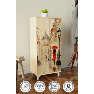 Red Dressed Women 3 Raflı Çok Amaçlı Dolap Mutfak Salon Banyo Ofis Salon Dolabı