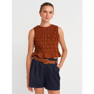 50845 Kolsuz Crop Bluz-Kahve