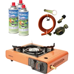 Tekli Portatif Ocak Tüp Girişli Turuncu+Dedantör SET+220GR 3 Adet