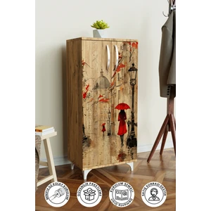 Red Dressed Women 3 Raflı Çok Amaçlı Dolap Mutfak Salon Banyo Ofis Salon Dolabı