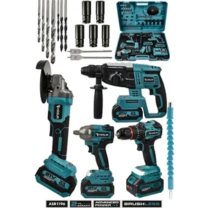 21V Darbeli Kömürsüz 4'lü Set Taşlama - Somun Sıkma Sökme - Matkap Vidalama -  Kırıcı Delici Hilti