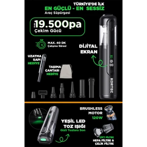 Profesyonel 19.500 Pa 120 W Güçlü Toz Işıklı Portatif Üflemeli Sessiz (88 Db) Araç Süpürgesi