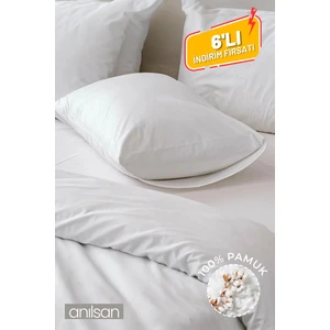 6'lı Beyaz Yastık Kılıfı – 50X70 Cm, %100 Pamuk, 83TEL