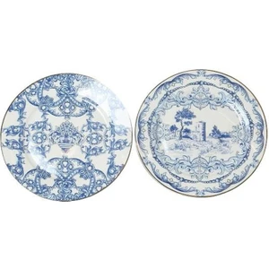 Lucky Art Florance Bone China Porselen Mavi Beyaz Barok Desenli 4 Lü Servis Tabağı 27 cm Lyhd 601