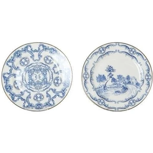 Lucky Art Florance Bone China Porselen Mavi Beyaz Barok Desenli 4 Lü Pasta Tabağı 20 cm Lyhd 600