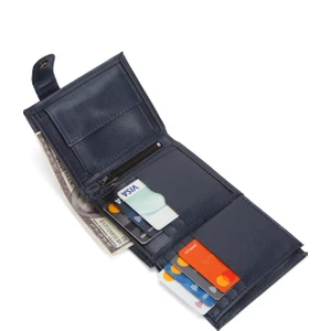 Erkek Deri Bozuk Para Hazneli Kartlık Cüzdan (10X12CM) NEW179 – Lacivert