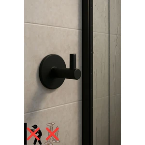 Siyah Metal Tekli Kanca Bornoz Askısı Yapışkanlı 1 Parça