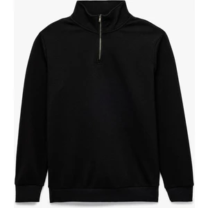 Dokulu Uzun Kollu Yarım Fermuarlı Sweatshirt