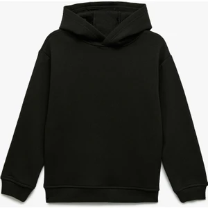Oversize Şardonlu Uzun Kollu Basic Kapşonlu Sweatshirt