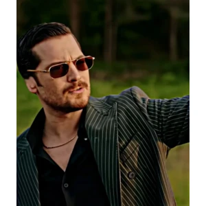 Eşref Tek Model Güneş Gözlüğü ~ Eşrefin Taktığı Renk ~ Ahşap Sap - Mor Cam - UV400 - 55 Ekartman