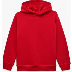 Oversize Şardonlu Uzun Kollu Basic Kapşonlu Sweatshirt