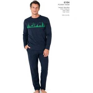 Pierre Cardin 6104 Erkek Uzun Kollu Bisiklet Yaka Pijama Takımı-Lacivert