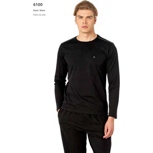 Pierre Cardin 6100 Erkek Uzun Kollu Bisiklet Yaka Pijama Takımı-Siyah