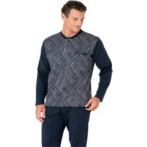 Pierre Cardin 6108 Erkek Uzun Kollu Yakası Düğmeli Pijama Takım-Lacivert