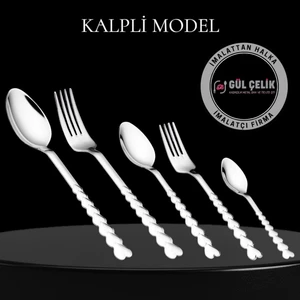 Çatal Kaşık Seti 60 Parça 12 Kişilik 18/0 Kalite Kalpli Model