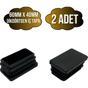 Dikdörtgen Demir Profil Iç Tapa Geçme Plastik Ayak Geçme Koruma PLASTIĞI(60MM x 40MM)(SİYAH)