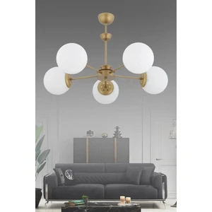 Nisa 5'lı Eskitme Beyaz Glop Camlı Avize