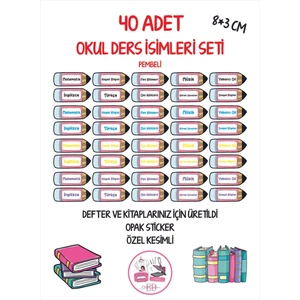 Okul Ders Etiketi Sticker Pembe Renkli