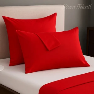 Rozet Tekstil Kırmızı Yastık Kılıfı Pamuk Kumaş Kapaklı (2 Adet) 50 x 70 cm