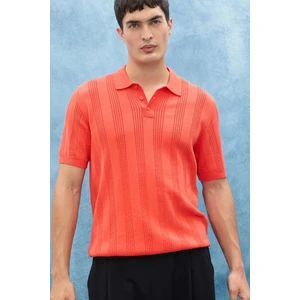 %100 Pamuk Polo Yaka Kısa Kollu Triko Tişört F7133AX25SM
