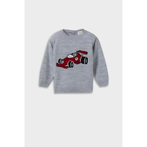 Erkek Bebek Bisiklet Yaka Araba Baskılı Triko Kazak F2586A525WN