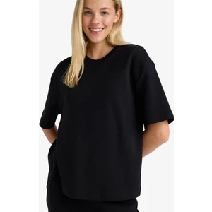 Oversize Geniş Kalıp Bisiklet Yaka Basic Düz Kısa Kollu Tişört C7630AX25AU