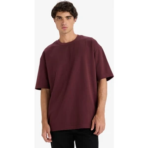 Oversize Geniş Kalıp Bisiklet Yaka Ağır Kumaş Basic Düz Kısa Kollu Tişört E9798AX25AU