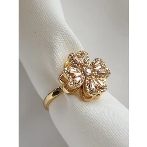 Yonca Yüzük Dönen Model Çelik Gold