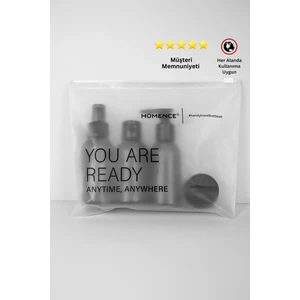 Seyahat Seti- Plastik Seyahat Boy 100ml Füme Şişe Ve Kavanoz 4'lü Çantalı Seyahat Kiti
