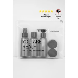 Seyahat Seti- Plastik Seyahat Boy 100ML Füme Şişe ve Kavanoz 5'li Çantalı Seyahat Kiti