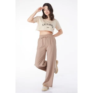 Beli Lastikli Pantolon Vizon - 27074