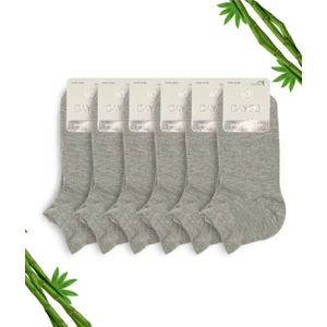 Gri Melanj Dikişsiz Premium Erkek  Bambu Patik Çorap 6'lı Set
