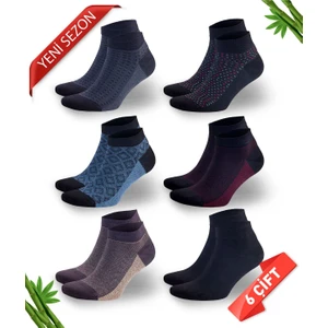 Erkek Desenli Bambo Patik Çorabı 6 Lı 40-44