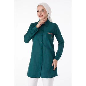 Cep Nakış Detaylı Tunik Zümrüt - 13170