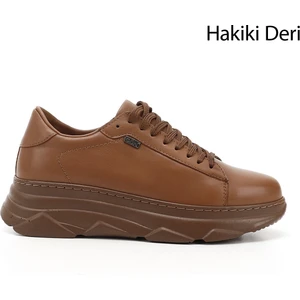 Kadın  Bağcıklı Dolgu Taban Hakiki Deri Sneaker