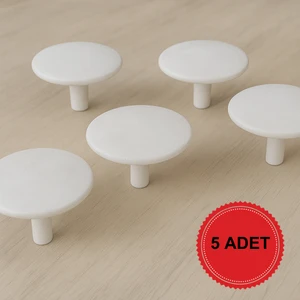 5 Adet Lüks Metal Beyaz Düğme Çekmece, Dolap, Mutfak, Vestiyer Kulbu
